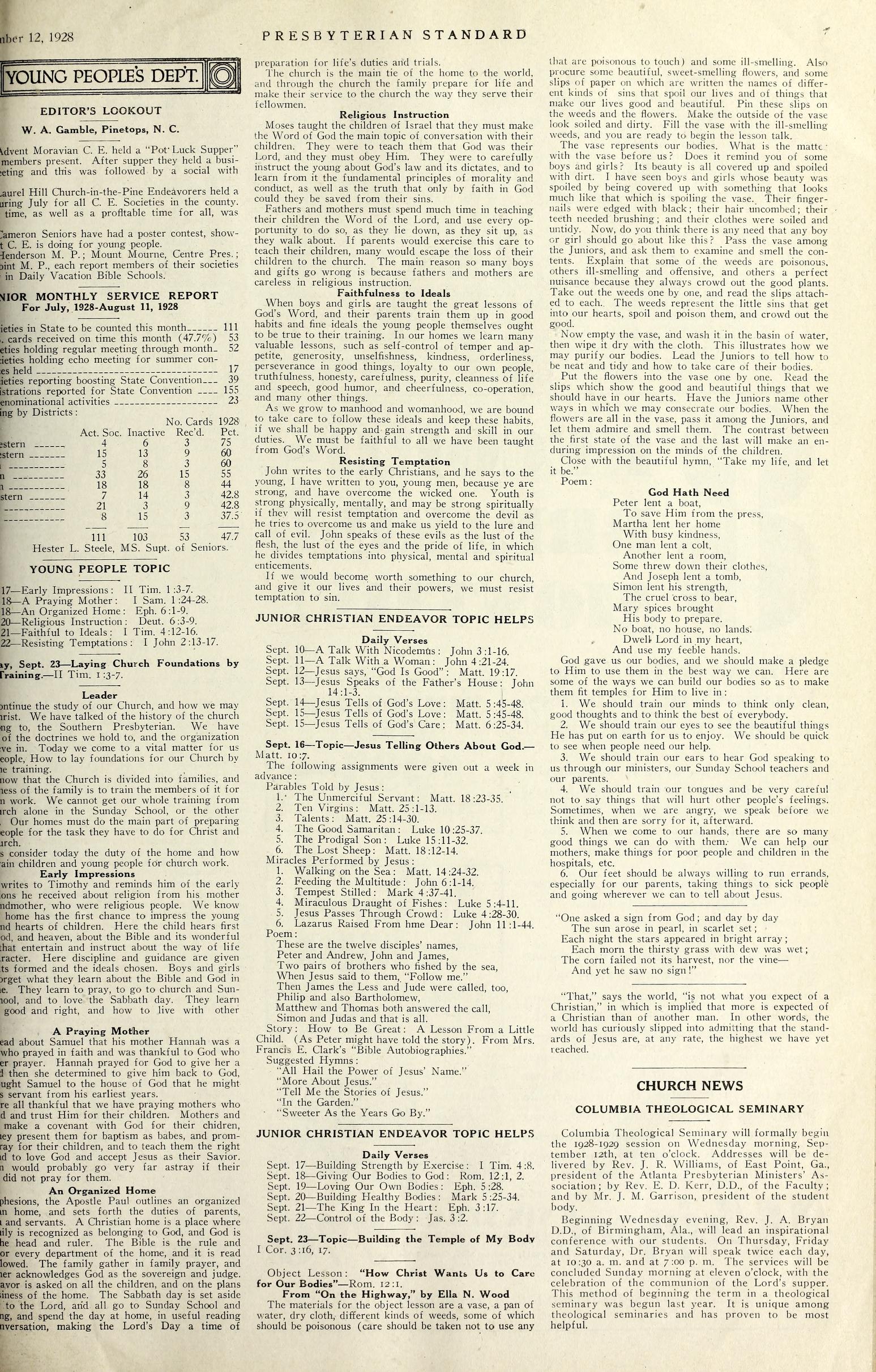 Speaks at Columbia Seminary